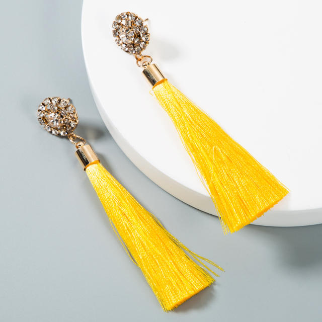 Bohemian long-style thread tassel earrings