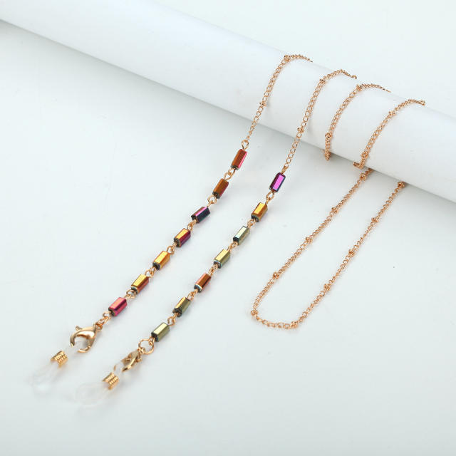 Colorful crystal beads metal mask glasses chain  70cm