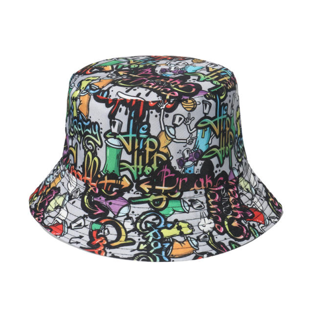 Graffiti printing bucket hat
