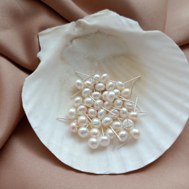 925 silver needle freshwater pearl studs earrings