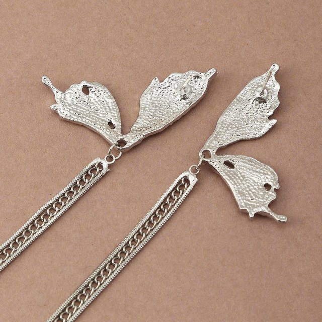 Butterfly chain tassel earrings