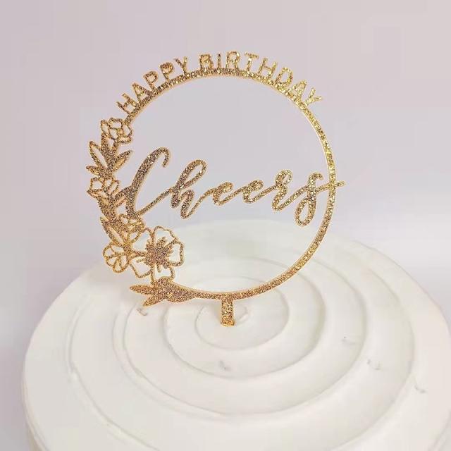 Happy birthday round shape cake toppers