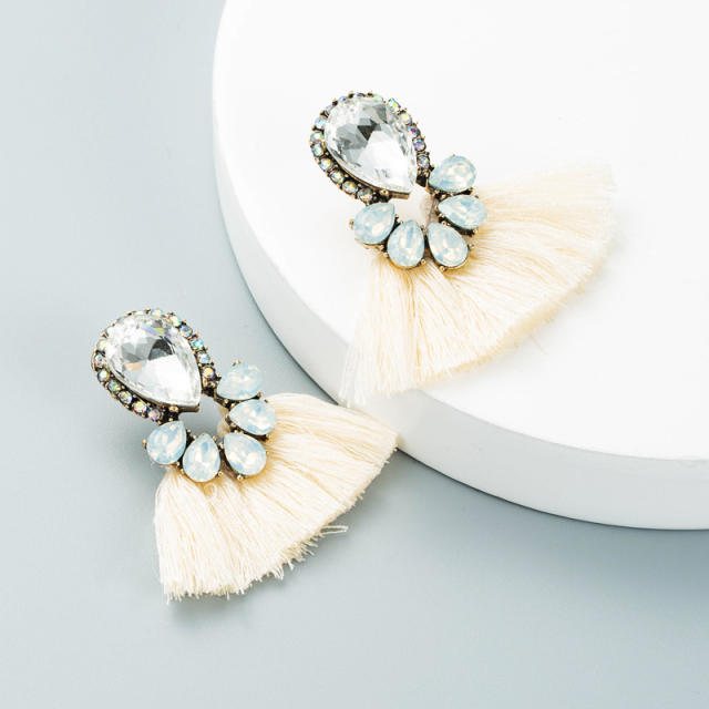 Bohemian multilayer Crystal thread tassel earrings