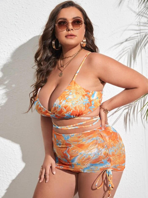 Plus size printed swimsuit