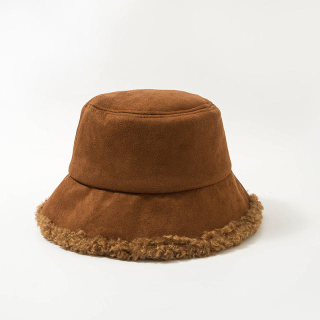 Solid color warm bucket hat