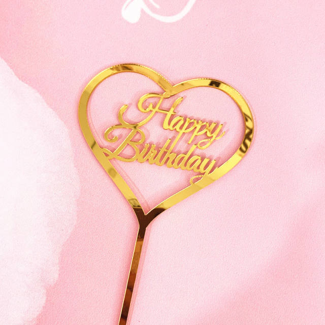 Happy birthday heart shape cake toppers
