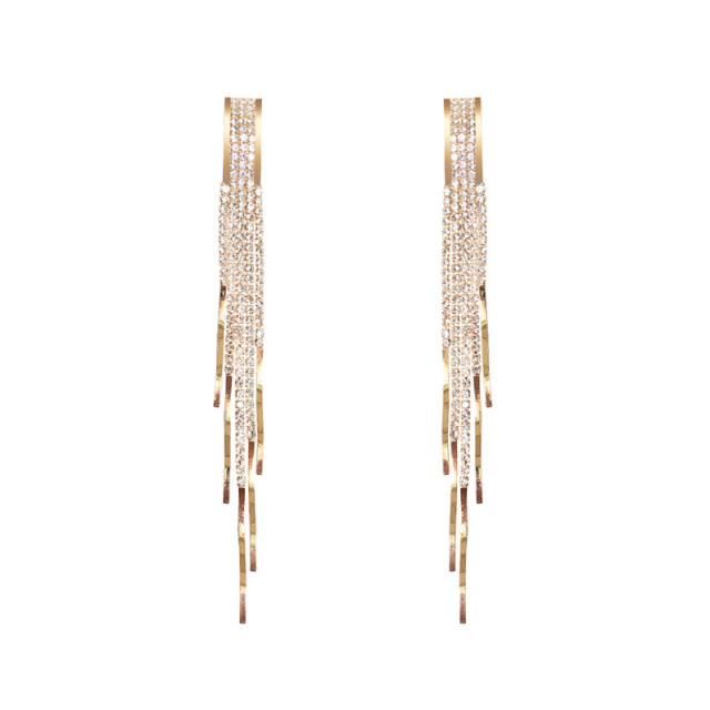 Diamond chain tassel earrings 925 silver needle