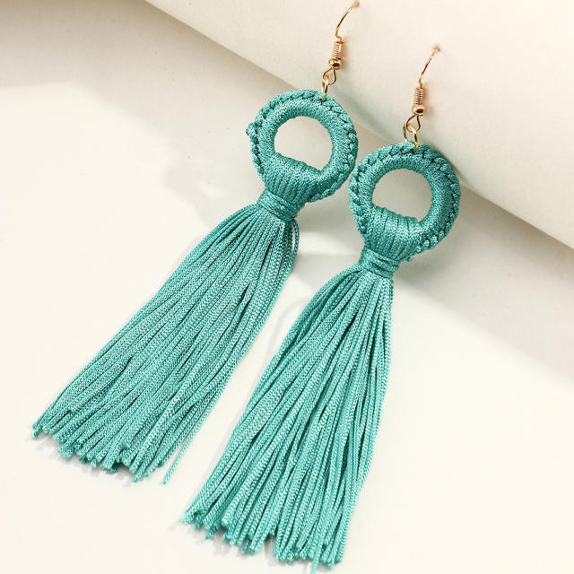 Bohemian long-style thread tassel earrings