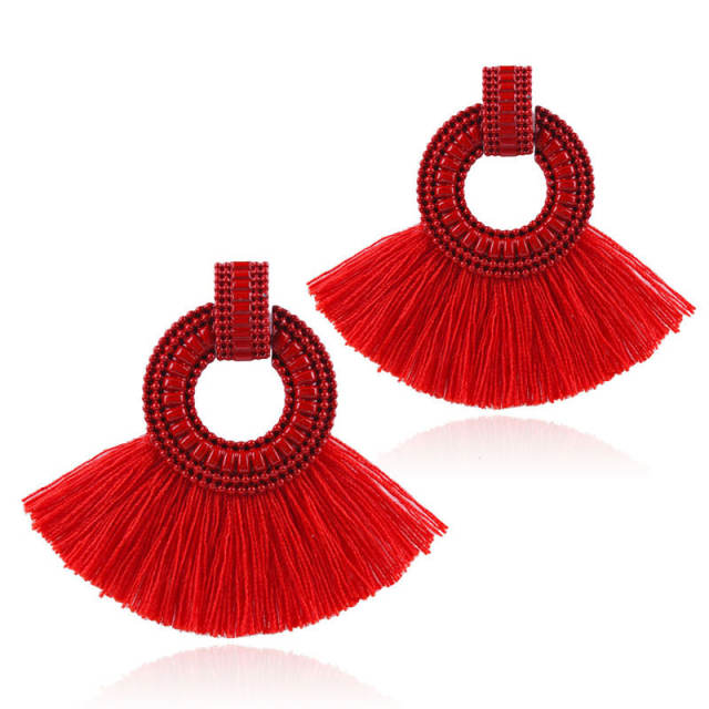 Fashion bohemian hoop tassel earrings
