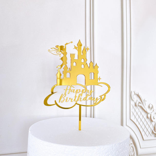Snowflake Castle elf acrylic cake toppers