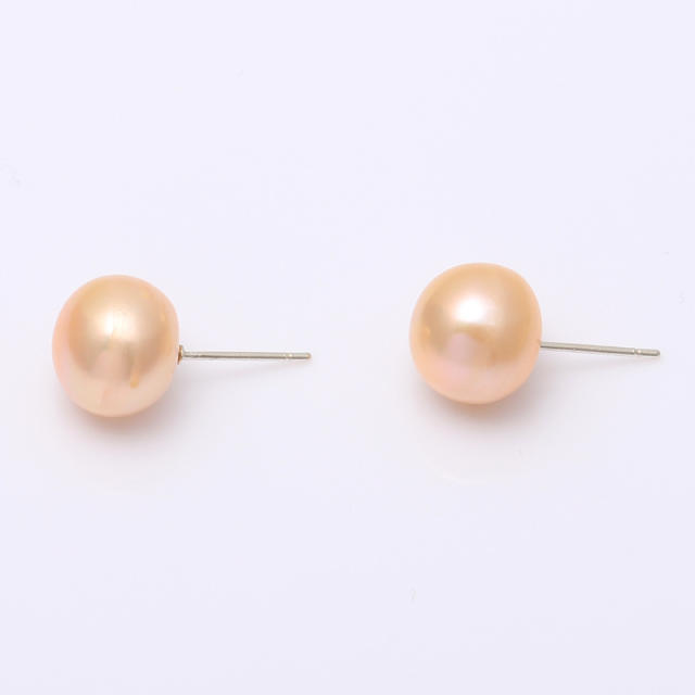 S925 silver needle fresh water pearl stud earrings