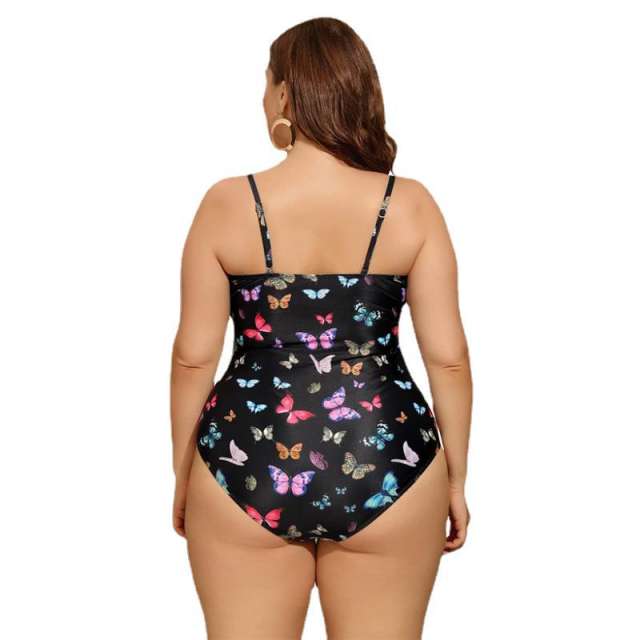 One piece buttefly printing plus size swimsuit