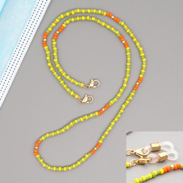 Colored seed beads mask glasses chain