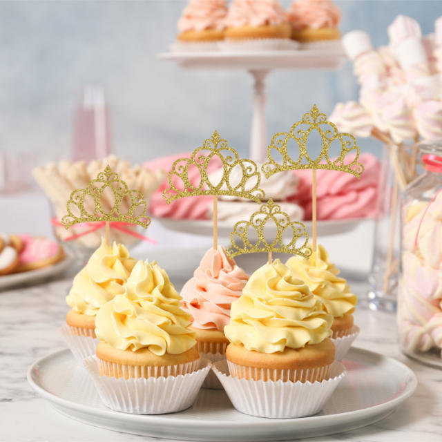 12pcs crown cup cake toppers for wedding
