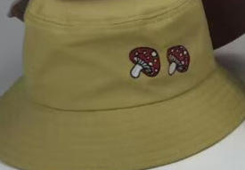 Mushroom embroidered bucket hat