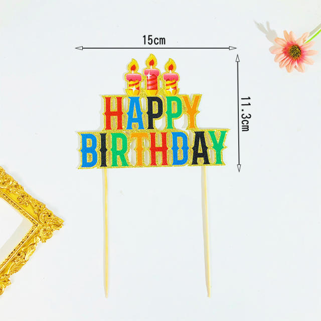 INS color candle happy birthday cake toppers