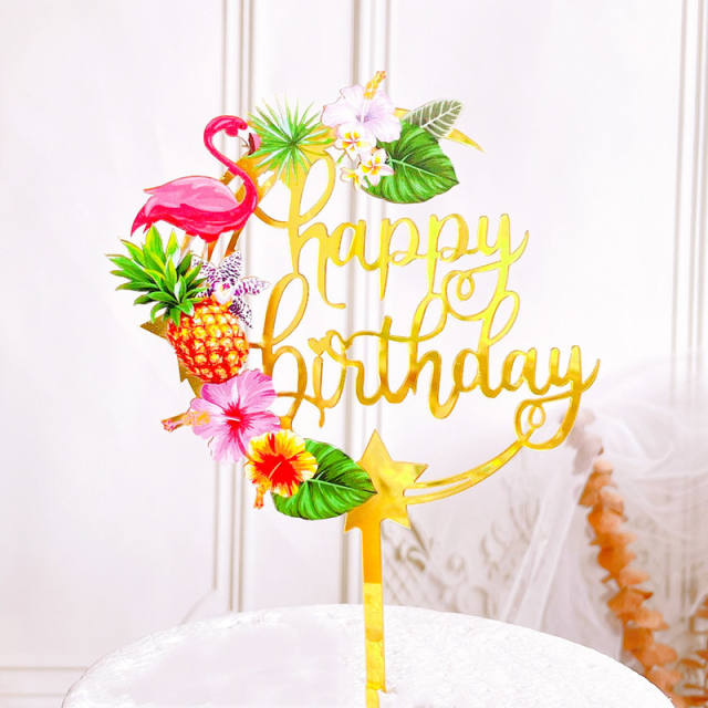 Summer design happy birthday cake toppers