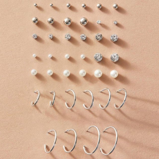 Pearl zircon earings set 20 pairs