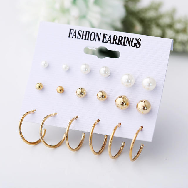 Pearl Rhinestone earrings set