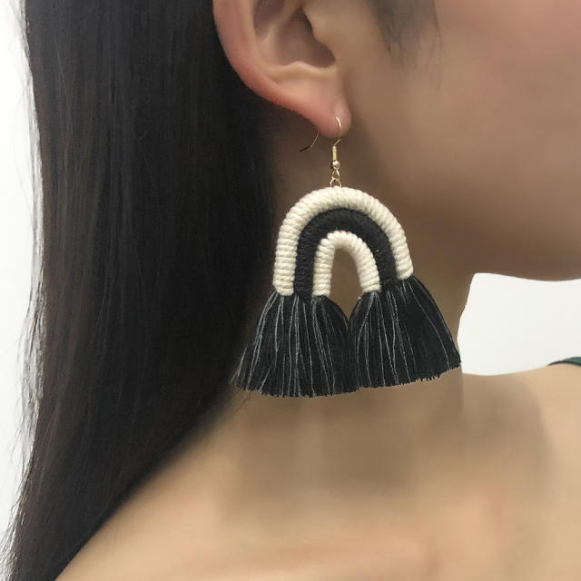 Bohemian thread tassel earrings