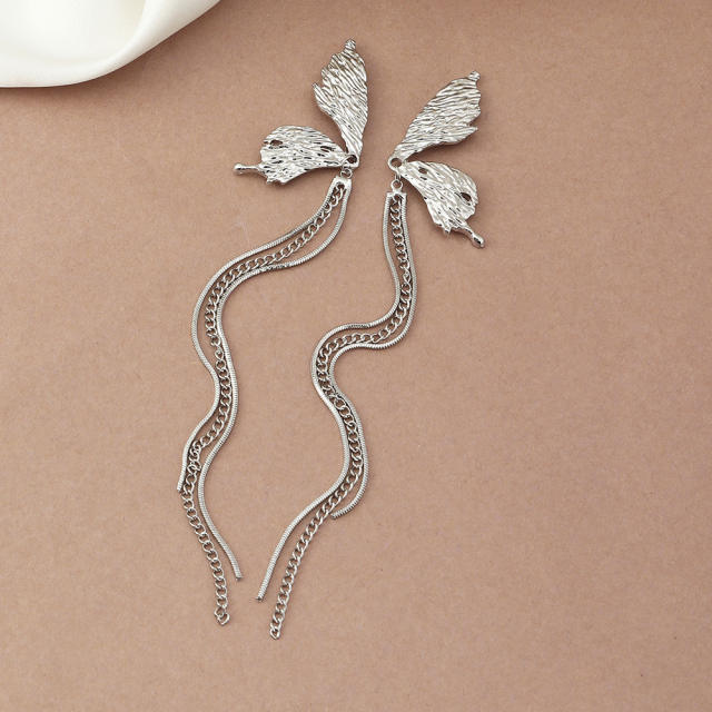 Butterfly chain tassel earrings