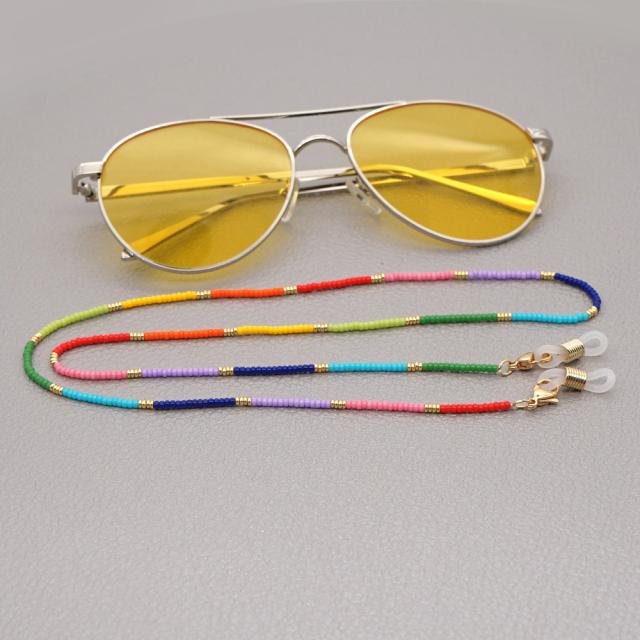 Tiny seed beads colorful mask glasses chain