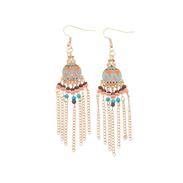 Fashion seed bead chain tassel earrings