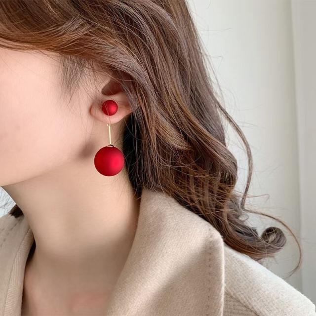 925 silver needle red pearl jacket earrings