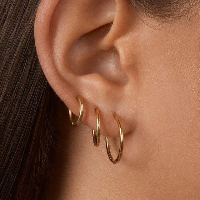 Fashion simple copper huggie earrings