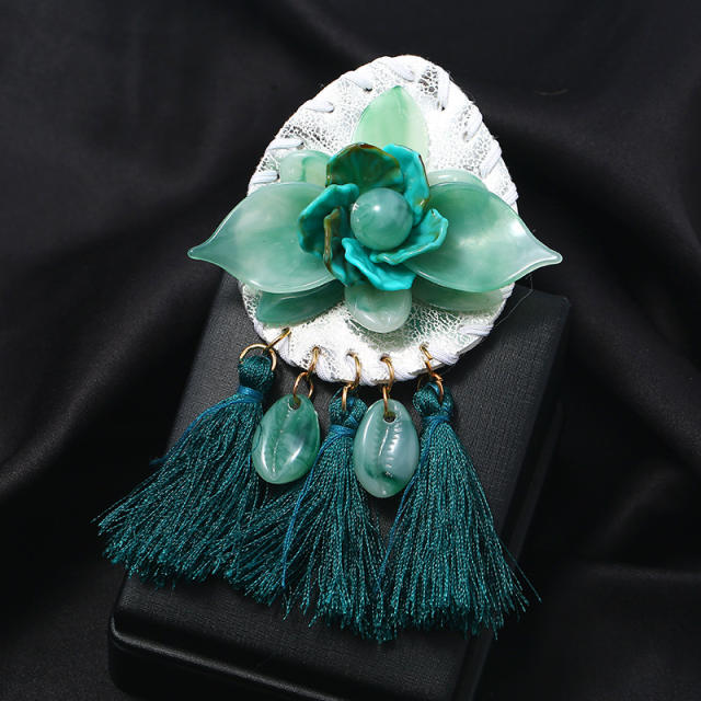 Acrylic flower thread tassel earrings