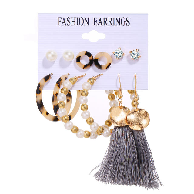 Pearl Tassel earrings set 6 pairs