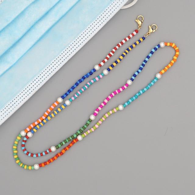 Seed beads pearl boho glasses chain