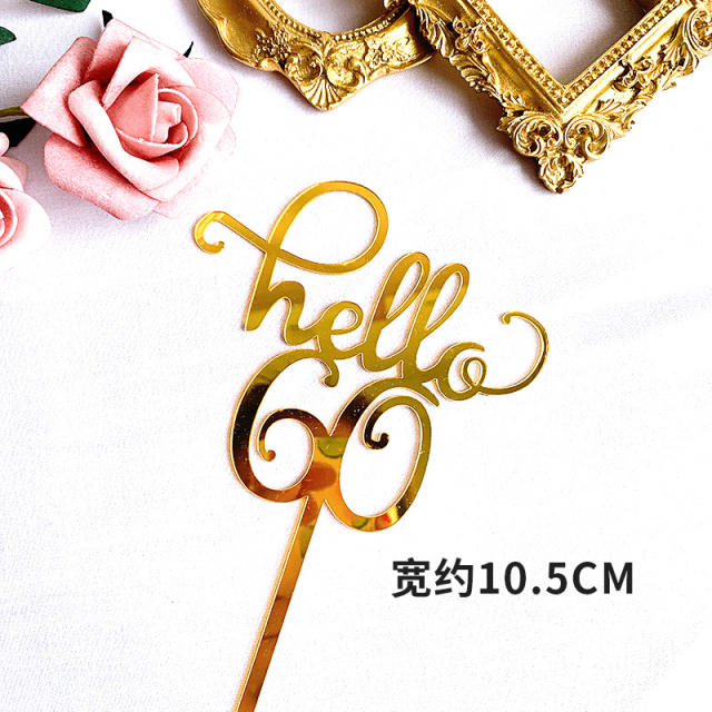 Acrylic gold color cake toppers
