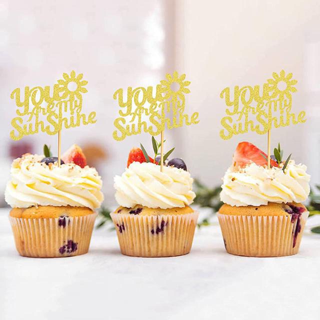 You are My Sunshine wedding party cup cake toppers