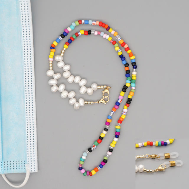 Boho seed beads water pearl mask glasses chain