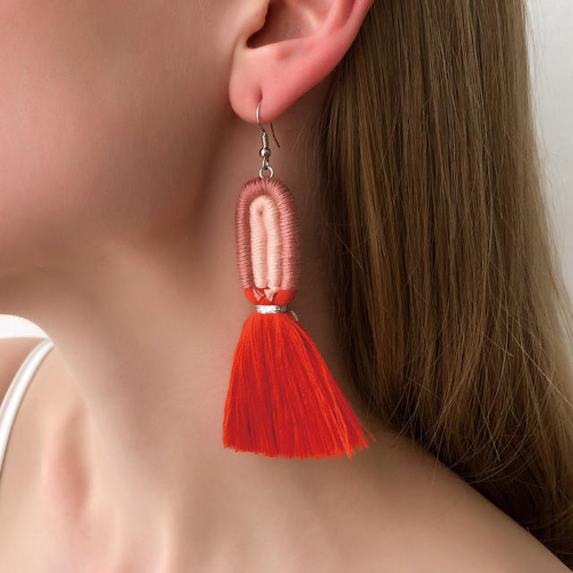 Bohemian thread tassel earrings