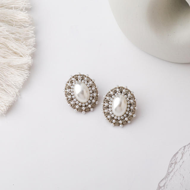 Big pearl stud earrings