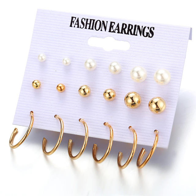 Pearl Rhinestone earrings set