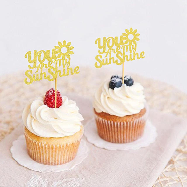 You are My Sunshine wedding party cup cake toppers