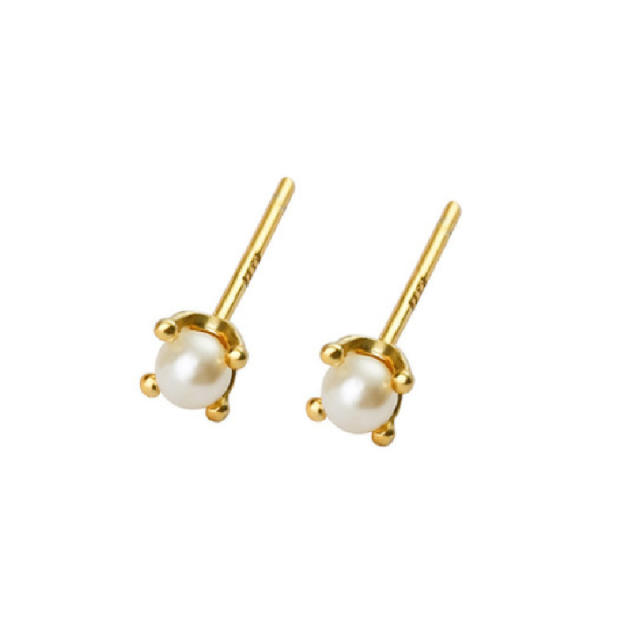 S925 silver needle pearl stud earrings