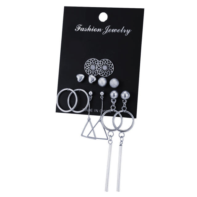 Hollow pattern earings Set 6 pairs