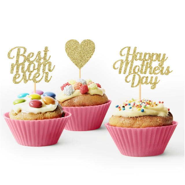 12pcs set mother's day cup cake toppers