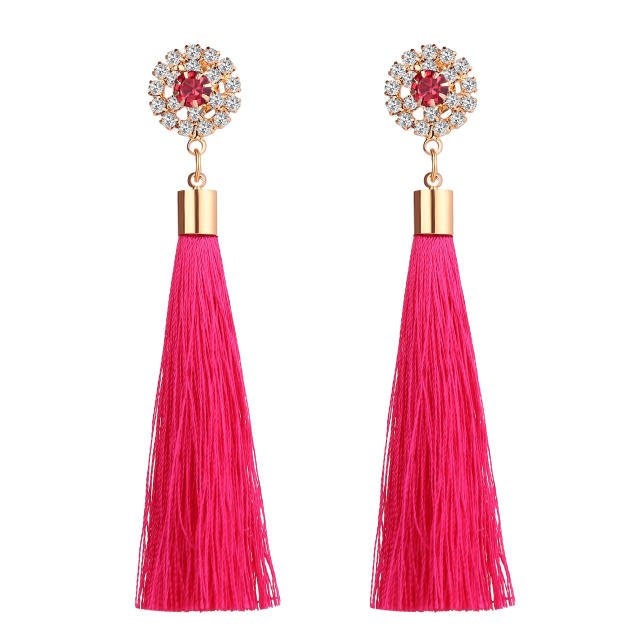 Bohemian long-style thread tassel earrings