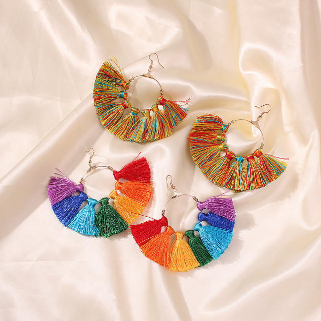 Fashion hoop tassel earrings