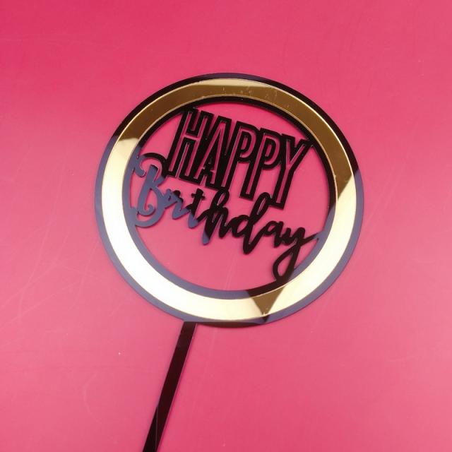 Round shape happy birthday cake toppers