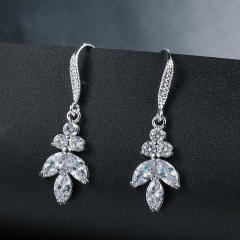 Amazon hot sale cubic zircon leaf earrings
