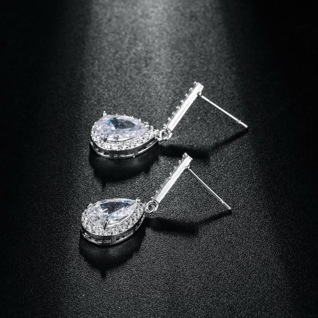 Elegant cubic zircon drop earrings