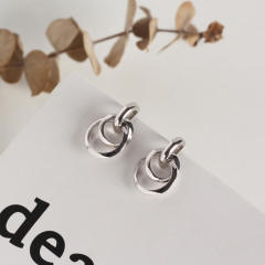 S925 silver circle ear studs