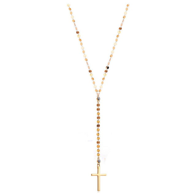Vintage Cross stainless steel necklace lariet necklace