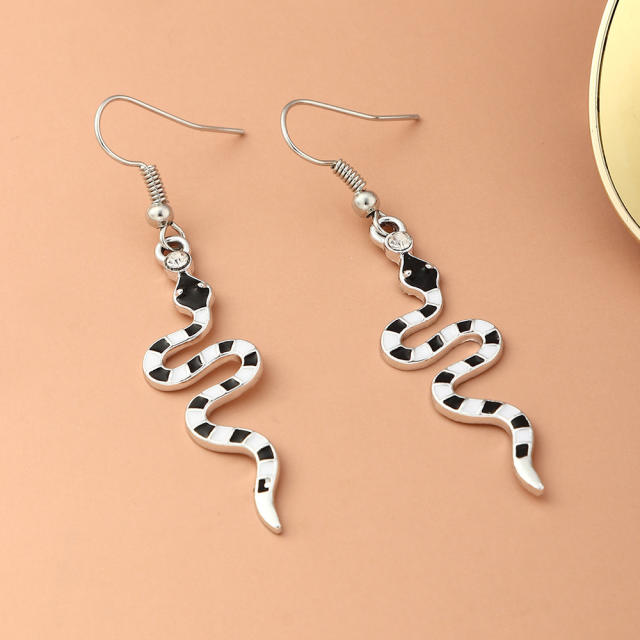 Black and White Snake Earrings
